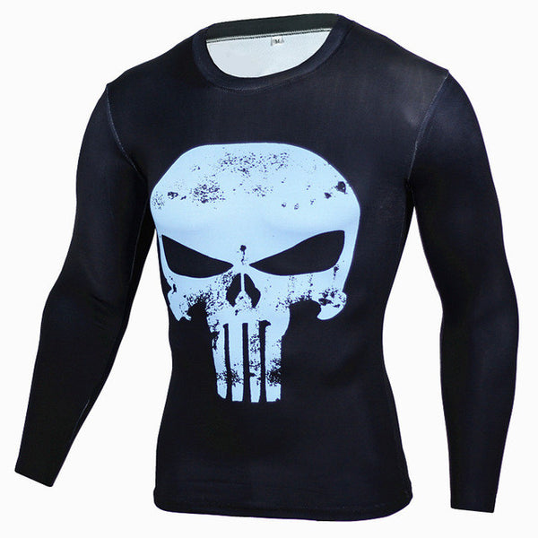 Hot Sale Fitness MMA Compression Shirt Men Anime Bodybuilding Long Sleeve Crossfit 3D Superman Punisher T Shirt Tops Tees