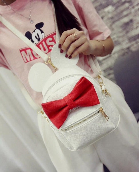 2017 Fashion new female bag quality pu leather women's bag backpacks Cute Animals bow sweet ears Wind School Baby mini backpack