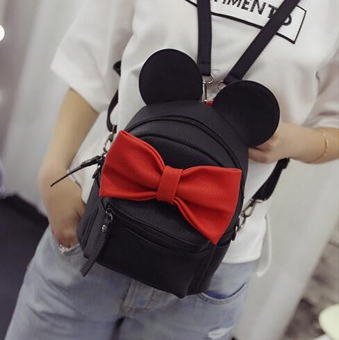 2017 Fashion new female bag quality pu leather women's bag backpacks Cute Animals bow sweet ears Wind School Baby mini backpack