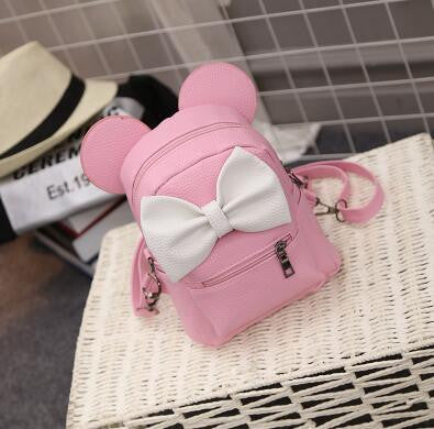 2017 Fashion new female bag quality pu leather women's bag backpacks Cute Animals bow sweet ears Wind School Baby mini backpack