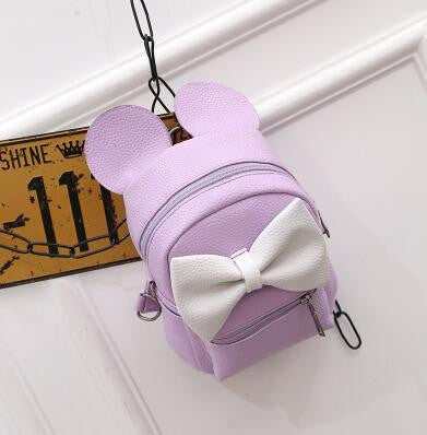 2017 Fashion new female bag quality pu leather women's bag backpacks Cute Animals bow sweet ears Wind School Baby mini backpack