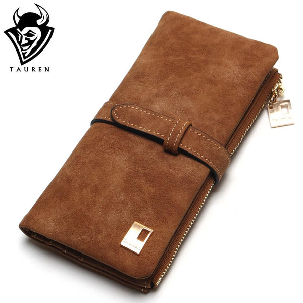 New Fashion Women Wallets Drawstring Nubuck Leather Zipper Wallet