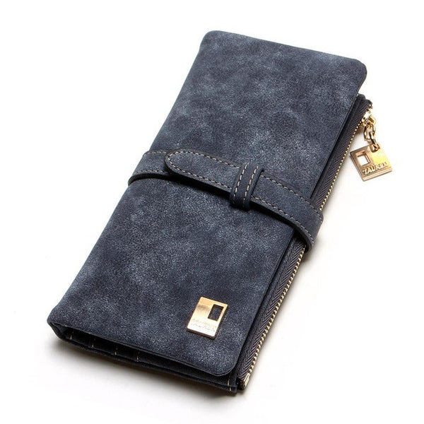 New Fashion Women Wallets Drawstring Nubuck Leather Zipper Wallet