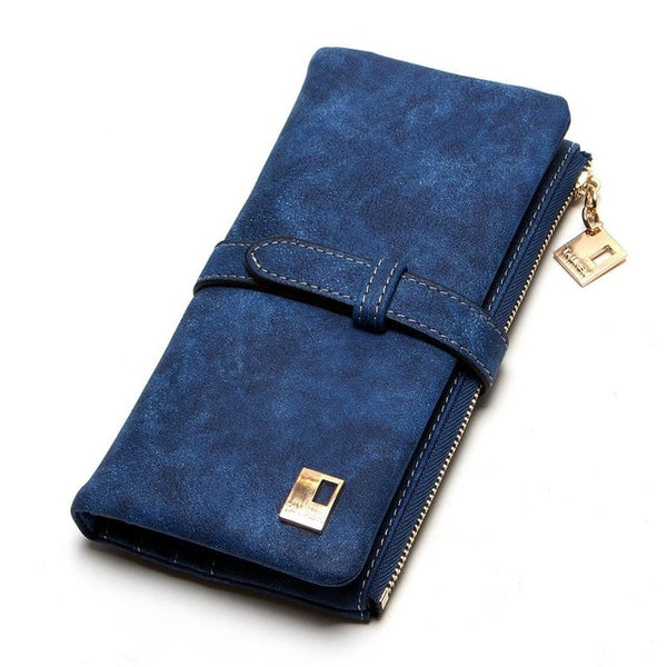 New Fashion Women Wallets Drawstring Nubuck Leather Zipper Wallet