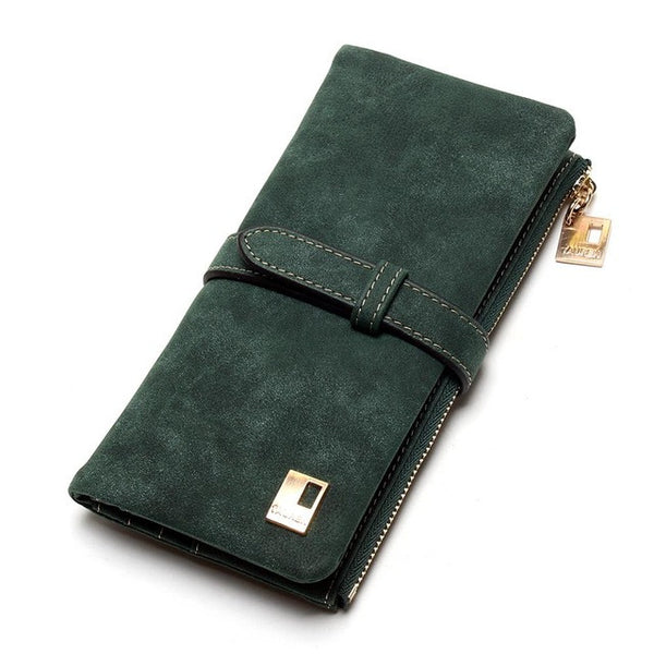 New Fashion Women Wallets Drawstring Nubuck Leather Zipper Wallet