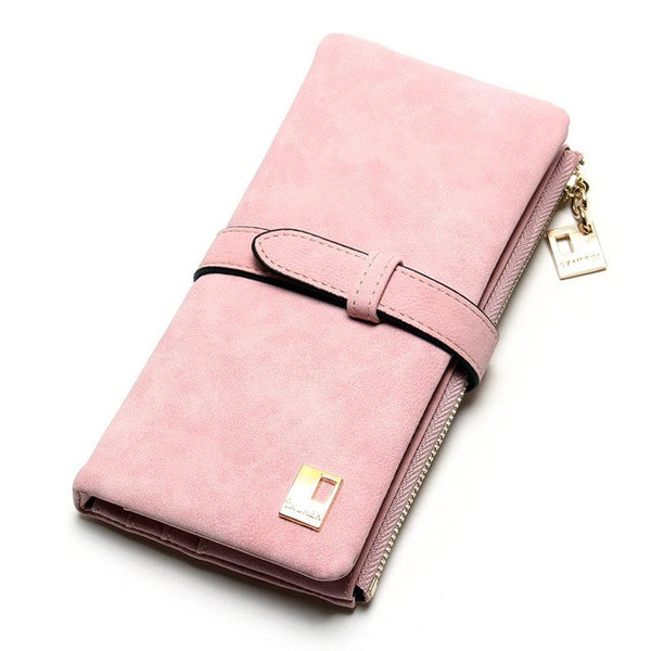 New Fashion Women Wallets Drawstring Nubuck Leather Zipper Wallet