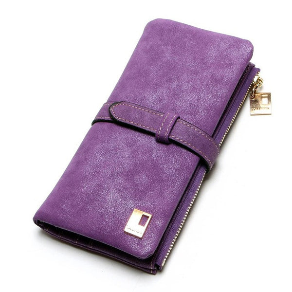 New Fashion Women Wallets Drawstring Nubuck Leather Zipper Wallet