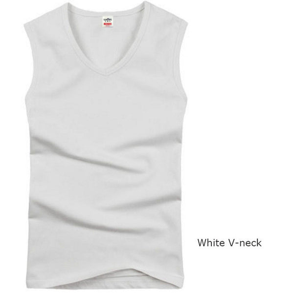 Men's all cotton Solid color seamless underwear clothing close-fitting broad shoulders V/O-neck vest comfortable undershirt