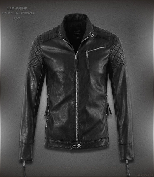 Hot ! High quality new Spring fashion leather jackets men, men's leather jacket brand motorcycle leather jackets skull