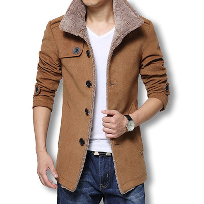 2017 Men Long Wool Coat Winter Men Jackets And Coats Slim Fit Men Windbreaker High Quality Trench Coat   Plus Size Hot Sale