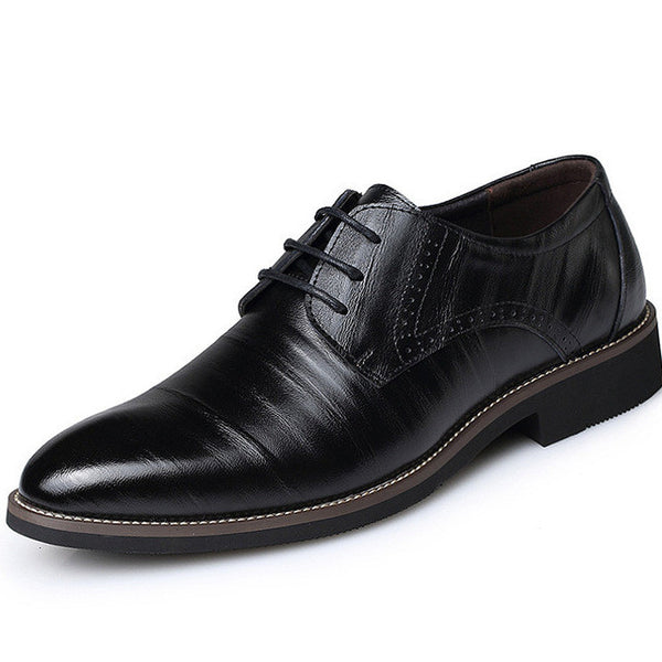 Hot Sale Men Leather Dress Shoes 2017 Fashion Wedding Shoes Breathable Business Shoes Lace-up Flat Shoe Mens Oxfords Size 38-45