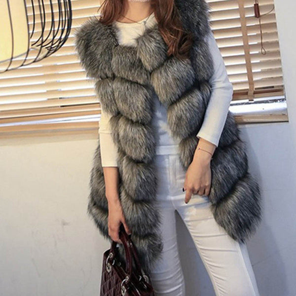 MCCKLE Coat Women Faux Fox Fur Vest Brand Shitsuke Fuorrure Femme Fur Vests Fashion Luxury Peel Women's Jacket Gilet Veste