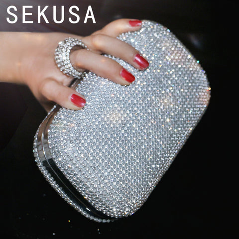 Evening Clutch Bags Diamond-Studded Evening Bag With Chain Shoulder Bag Women's Handbags Silver/Gold/Black Wallets Evening Bag