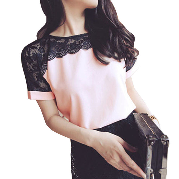 Women Blouses Summer Lace Chiffon Blouse 2017 Blusa Feminina Tops Fashion Chemise Femme Shirts Plus Size 5XL Red White Pink
