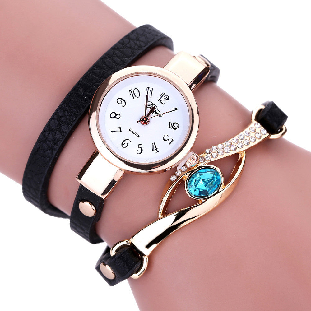 Duoya Fashion Watches Women Bracelet Leather Strap Crystal Watch Long Chain Wristwatches Jewelry Femme Gift Cool Watches (White), Women's, Size: One